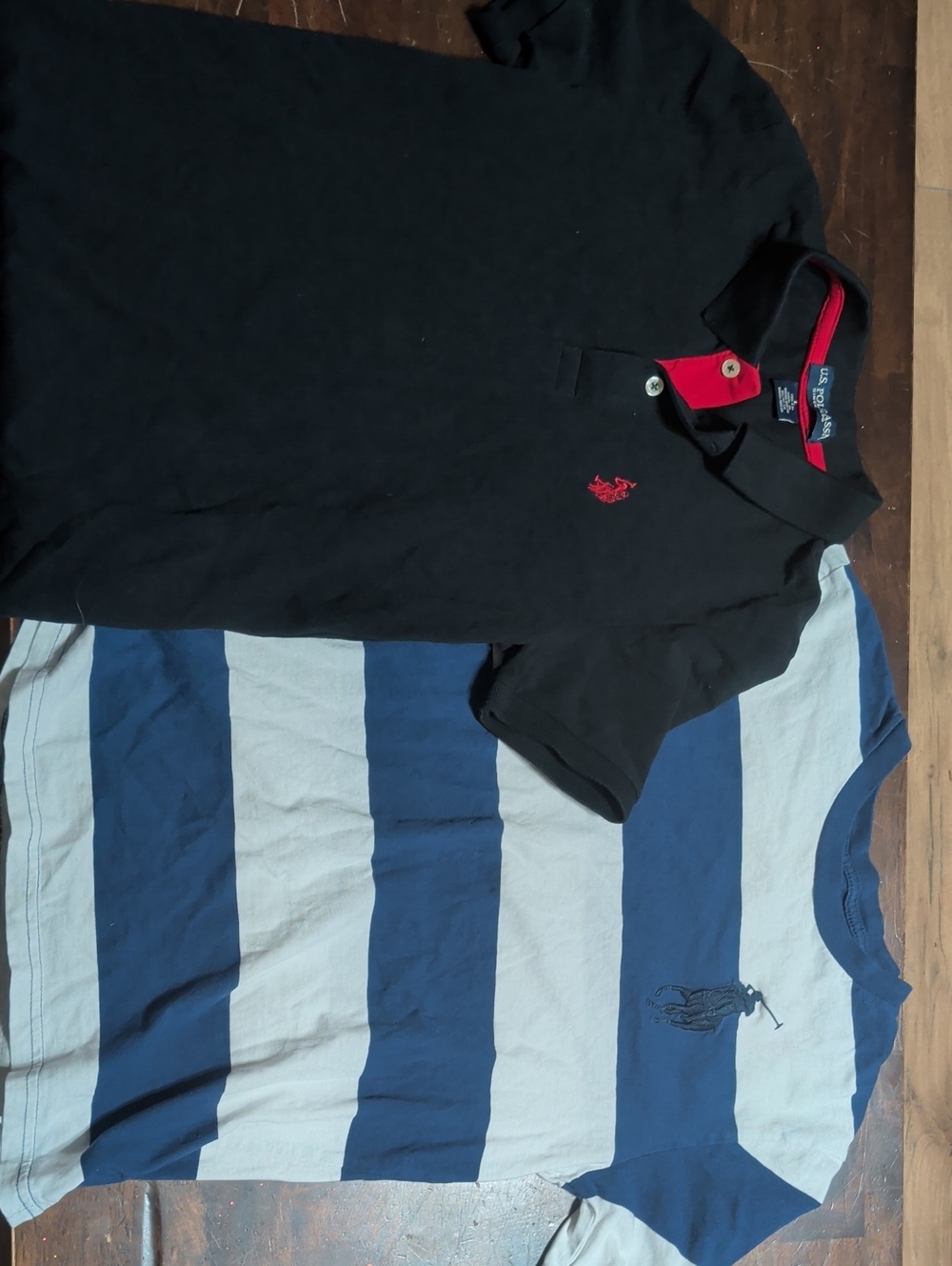 Polo by Ralph Lauren Black Polo with Red Accent and striped Tee